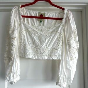 Crop white lace Farm Rio blouse